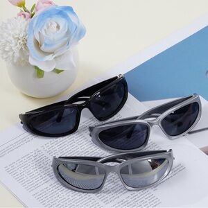 Men's Y2K Sunglasses - Silver and Black